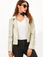 Shein Apricot Quilted Embossed Pu Jacket