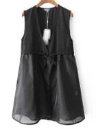Shein Black V Neck Tie Waist Tank Top