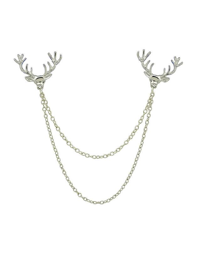 Shein Silver Tie Clips Silver Gold-color Metal Deer Head Brooches