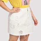 Shein Plus White Wash Destroyed Denim Skirt