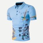 Shein Men Abstract Print Polo Shirt