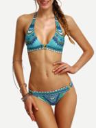 Shein Tribal Print Ring Front Bikini Set