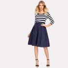Shein Contrast Striped Zip Up Side Dress