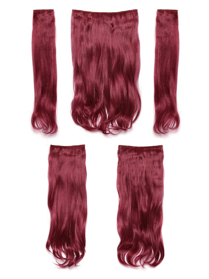 Shein Burgundy Clip In Soft Wave Hair Extension 5pcs