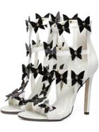 Shein White Peep Toe Bow High Stiletto Heel Sandals
