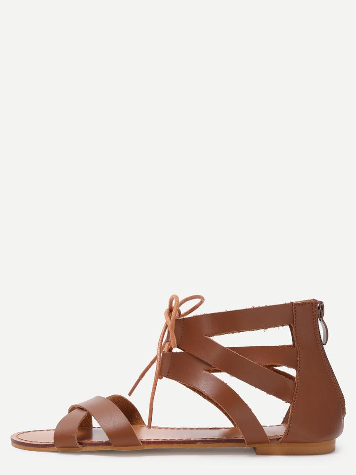 Shein Brown Peep Toe D'orsay Gladiator Sandals