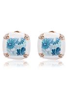 Shein White Crystals Flower Pattern Earrings