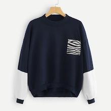Shein Drop Shoulder Contrast Panel Sweatshirt