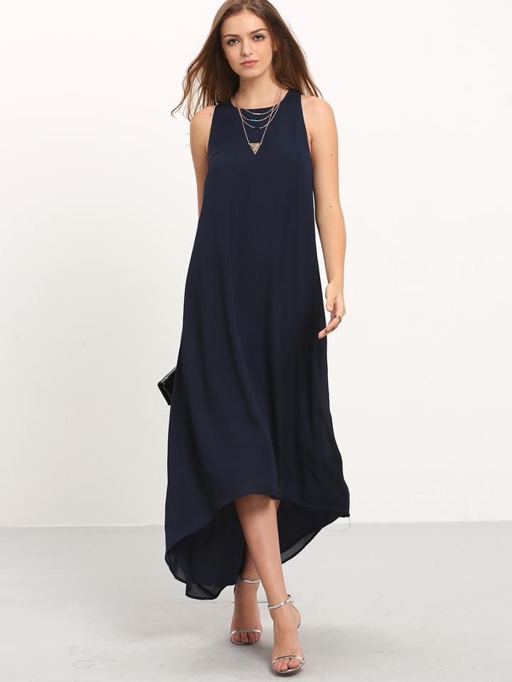 Shein Halter Keyhole Back Dip Hem Dress