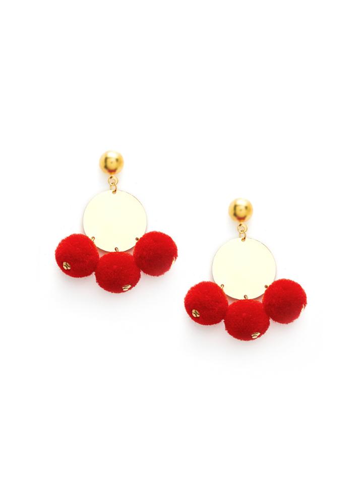 Shein Three Pom Pom Design Drop Earrings