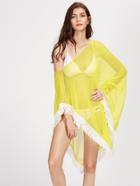 Shein Contrast Tassel Trim Asymmetric Cover Up