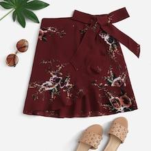 Shein Plus Floral Print Knot Side Skirt