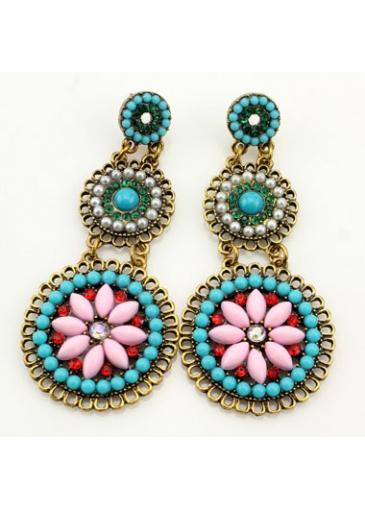 Rosewe Metal Round Shape Multi Color Bead Earrings