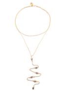 Shein Gold Plated Y Shaped Rhinestone Pendant Choker Necklace