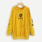 Shein Rose Print Pocket Detail Drop Shoulder Hoodie
