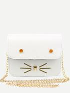 Shein White Cat Design Pu Flap Chain Bag