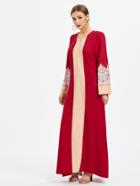 Shein Two Tone Contrast Eyelash Lace Abaya Dress