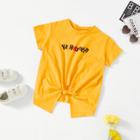 Shein Girls Knotted Split Front T-shirt