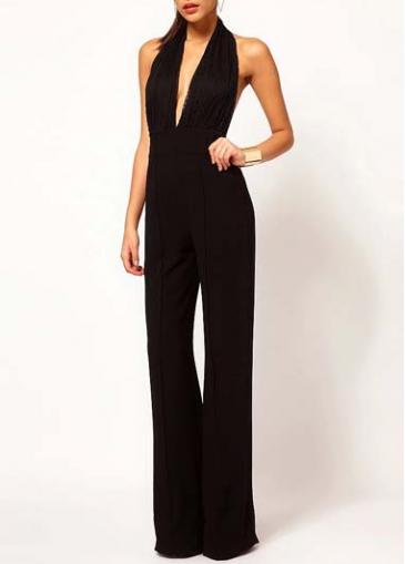 Rosewe Charming Halter Neck Open Back Ankle Length Jumpsuit