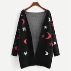 Shein Moon And Star Print Open Front Cardigan