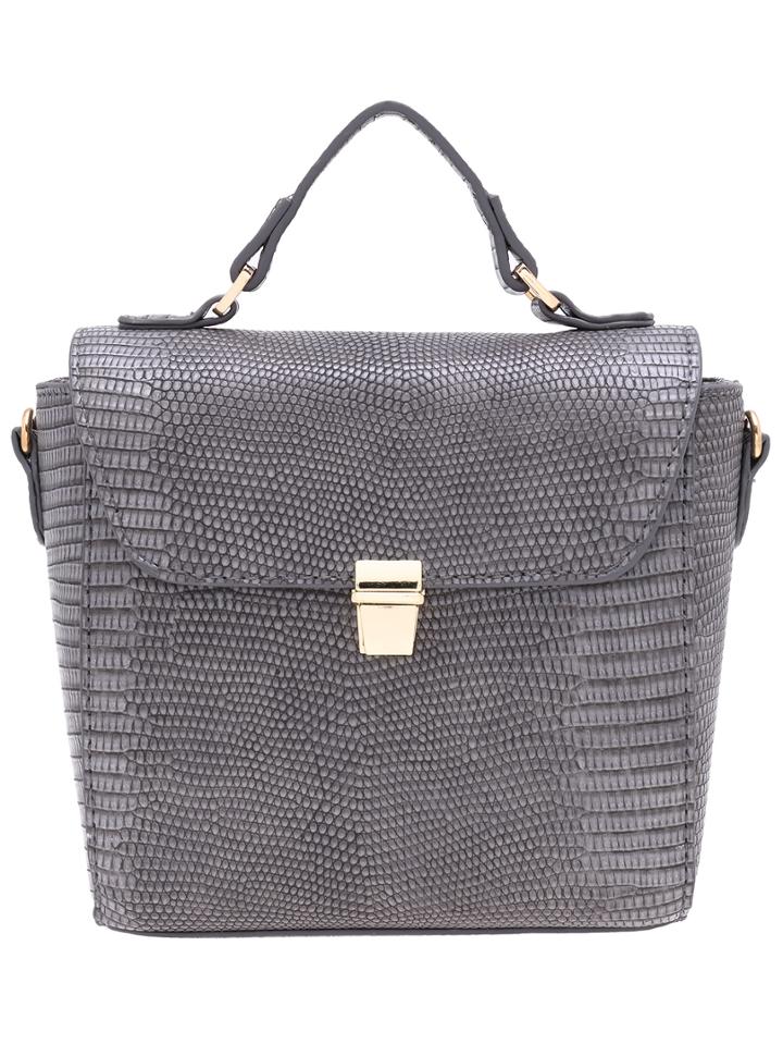Shein Grey Push Lock Pu Shoulder Bag