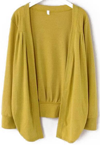 Shein Yellow Long Sleeve Loose Cardigan