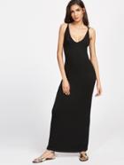 Shein Double Strap Crisscross Back Plunging Cami Dress
