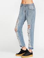 Shein Light Blue Ripped Bleached Straight Leg Jeans