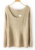 Rosewe All Matched Sequin Decoration Long Sleeve Khaki Sweaters