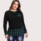 Shein Plus Checked Panel Chest Pocket Sweatshirt