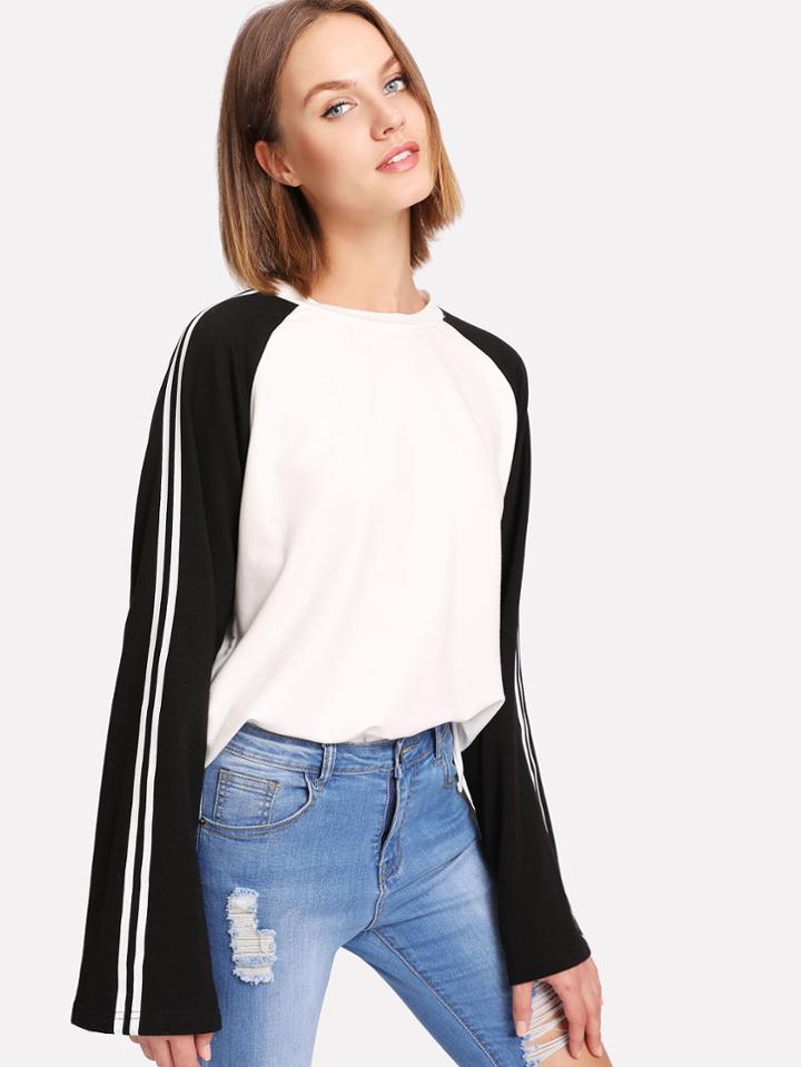 Shein Striped Raglan Sleeve Top