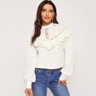 Shein Lace Ruffle Detail Solid Top