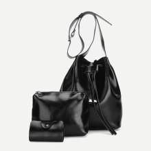Shein Drawstring Bucket Bag With Clutch Bag 3pcs