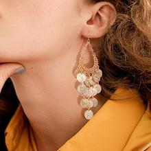 Shein Open Waterdrop Disc Tassel Drop Earrings