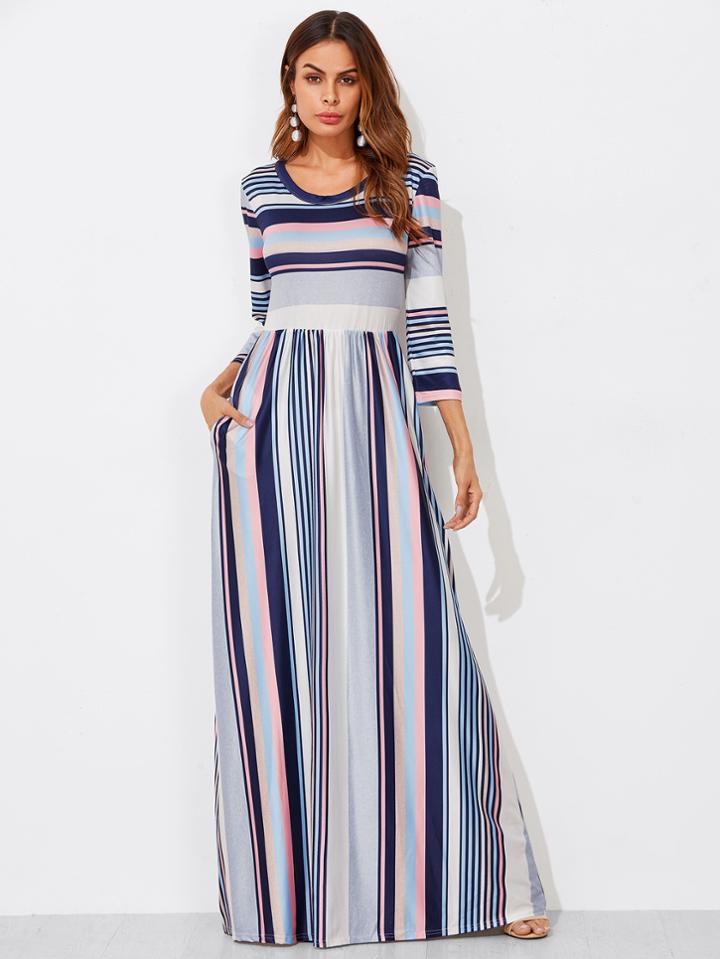Shein Colorful Striped High Waist Dress