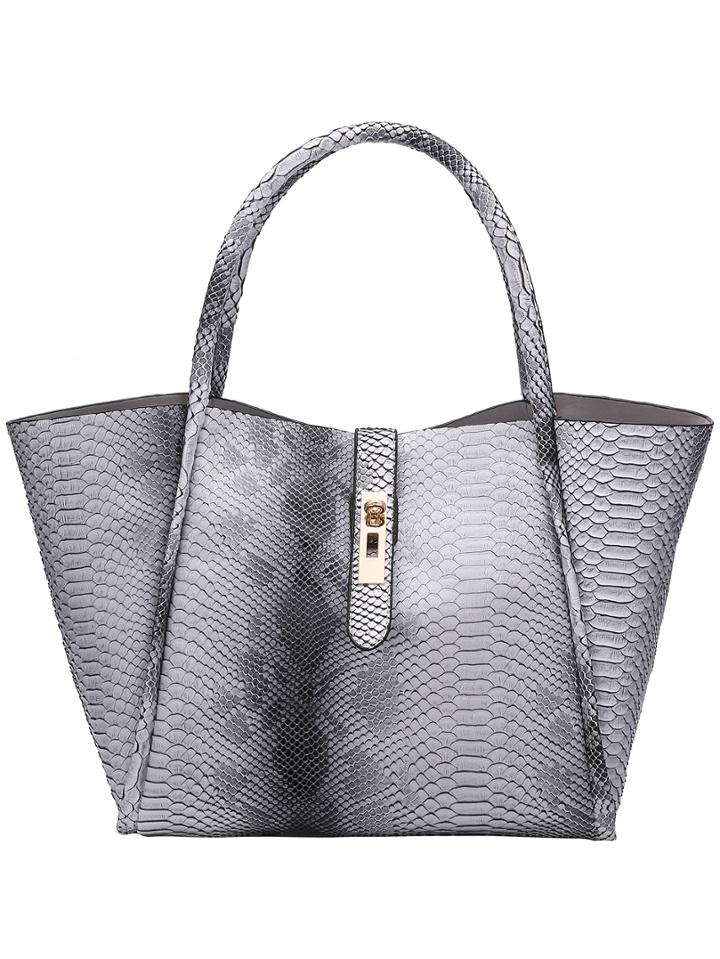 Shein Grey Serpentine Two Piece Tote Bag