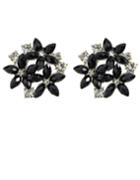 Shein Black Rhinestone Flower Earrings