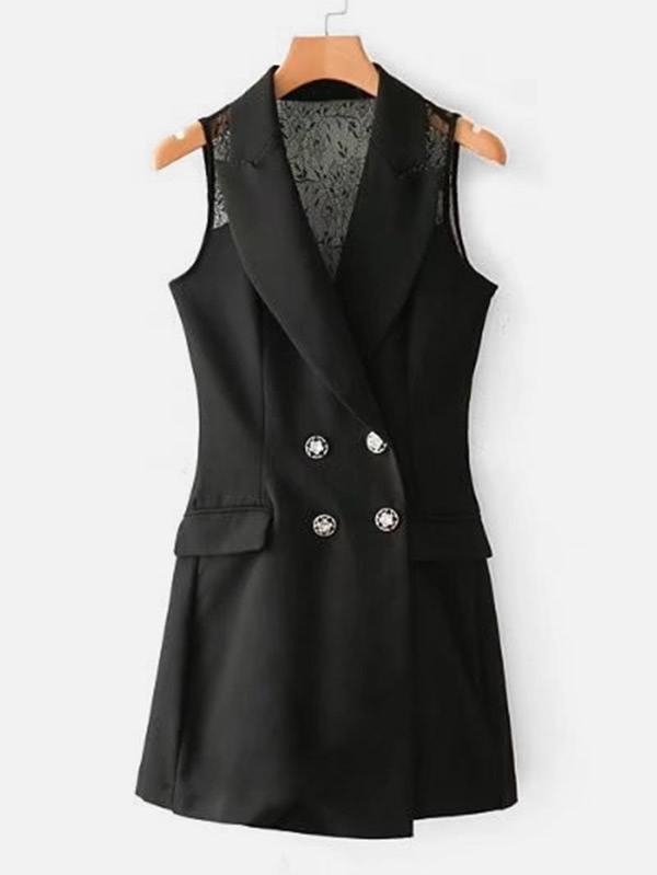 Shein Lace Back Blazer Romper
