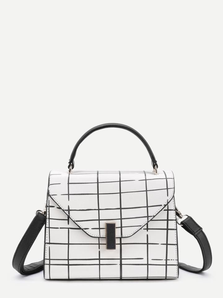 Shein Plaid Design Pu Grap Bag