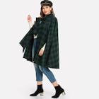 Shein Plus Raglan Sleeve Open Front Plaid Coat