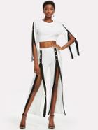 Shein Contrast Trim Split Sleeve Top With Pants