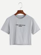 Shein Green Letters Print Crop T-shirt