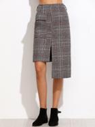 Shein Glen Plaid Slit Front Asymmetric Skirt