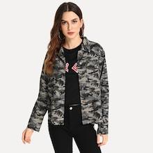 Shein Pocket Patched Camo Print Jacket