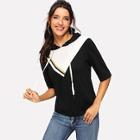 Shein Color Block Hooded Top