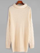 Shein Apricot Cable Knit Turtleneck Longline Sweater