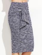 Shein Marled Knit Knotted Front Midi Skirt