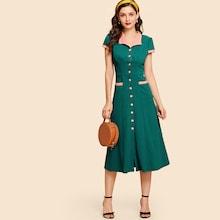 Shein Button Up Collar A-line Dress