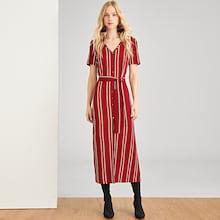 Shein Button Front Striped Dress