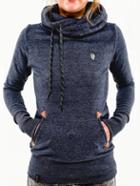 Shein Blue Hooded Long Sleeve Pockets Sweatshirt